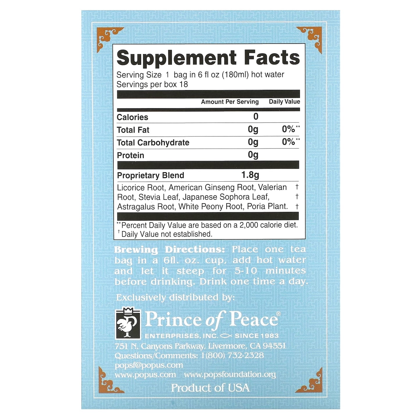 Prince of Peace, Herbal Tea, Sleeping, 18 Tea Bags, 1.14 oz (32.4 g) - Image 2