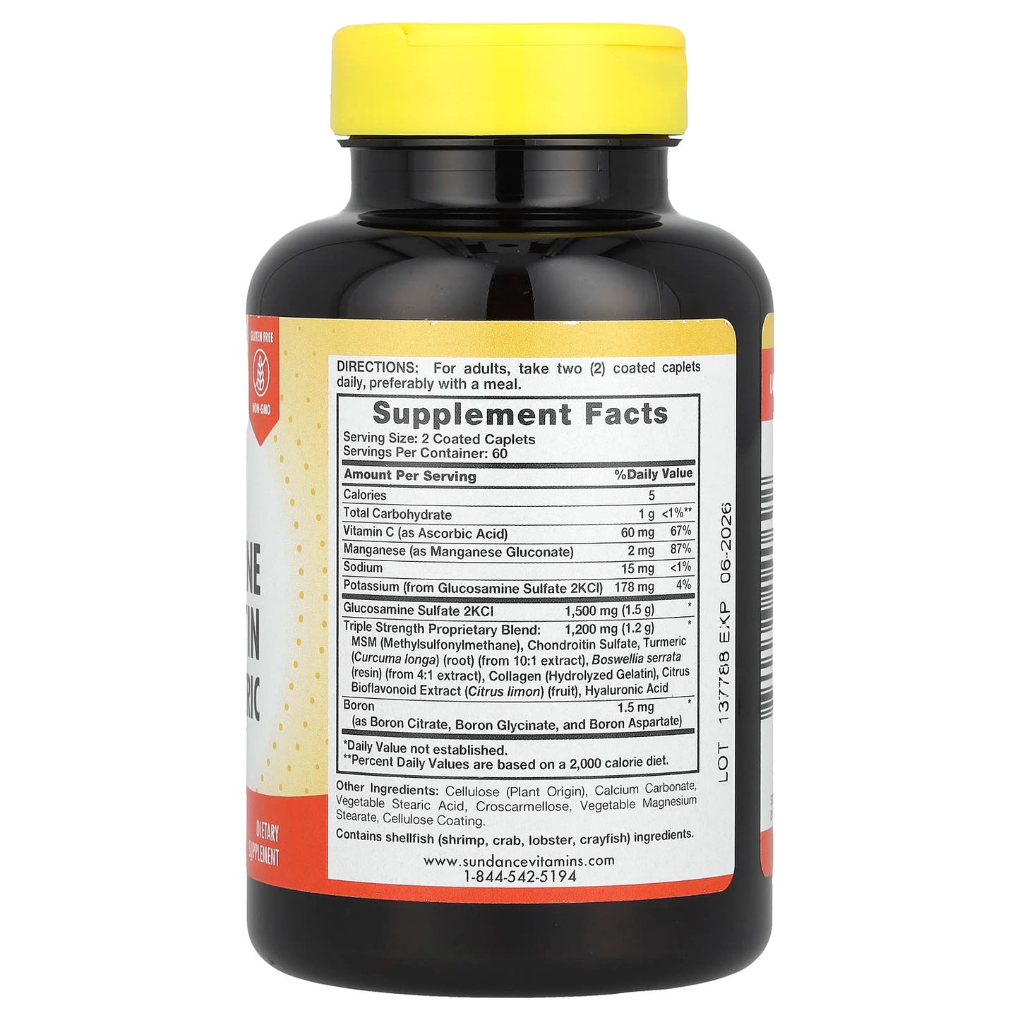 Sundance Vitamins, Triple Strength Glucosamine Chondroitin MSM & Turmeric, 120 Coated Caplets - Image 2