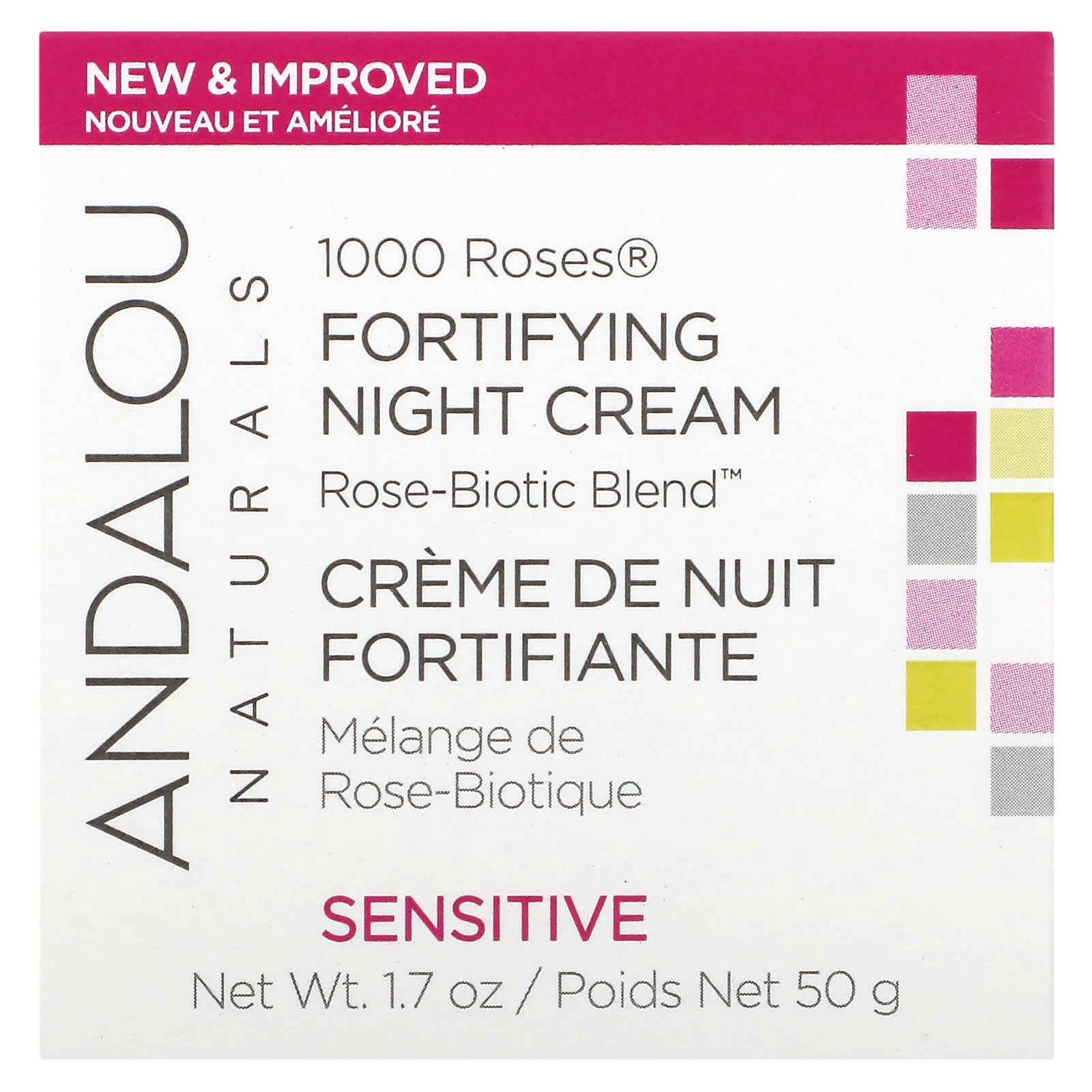Andalou Naturals 1000 Roses Fortifying Night Cream for Sensitive Skin - Image 2