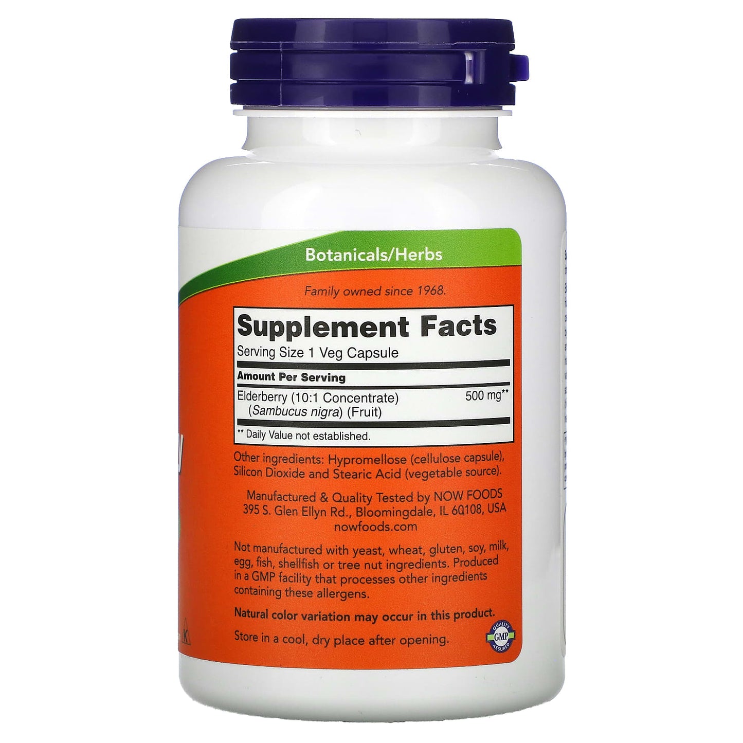 NOW Foods, Elderberry, 500 mg, 120 Veg Capsules - Image 2
