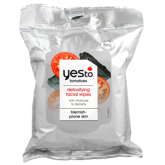 Yes To, Detoxifying Facial Wipes, Blemish-Prone Skin, Tomatoes With Charcoal, 30 Wipes - Image 1