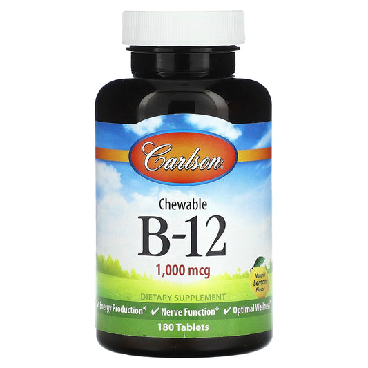 Carlson Vitamin B12 1000 mcg Chewable Tablets - Natural Energy Boost - Image 1