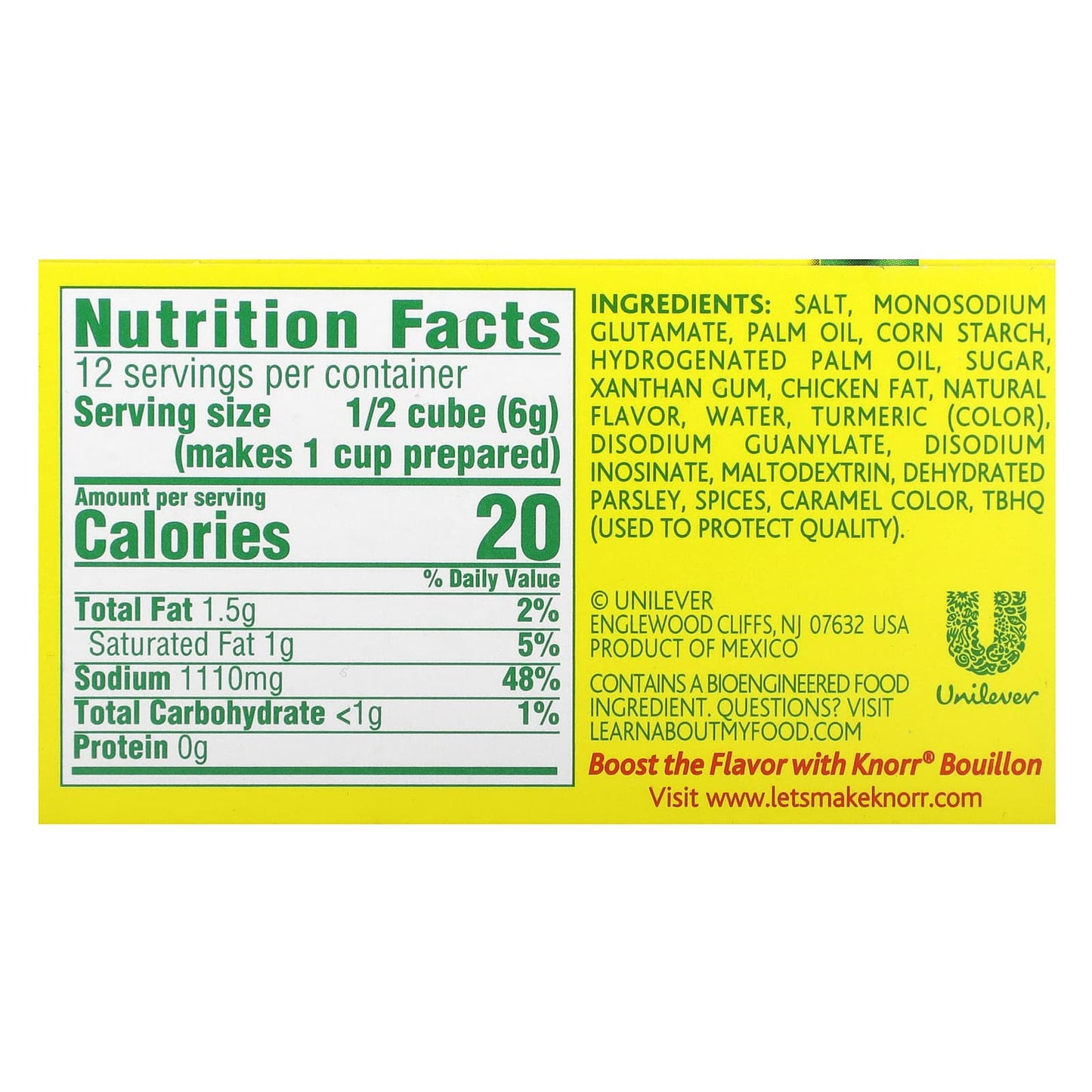 Knorr, Chicken Flavor Bouillon, 6 Extra Large Cubes, 2.5 oz (71 g) - Image 2