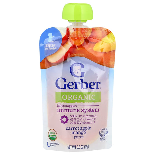 Gerber Organic Puree, 2nd Foods Carrot Apple Mango, 3.5 oz - Image 1