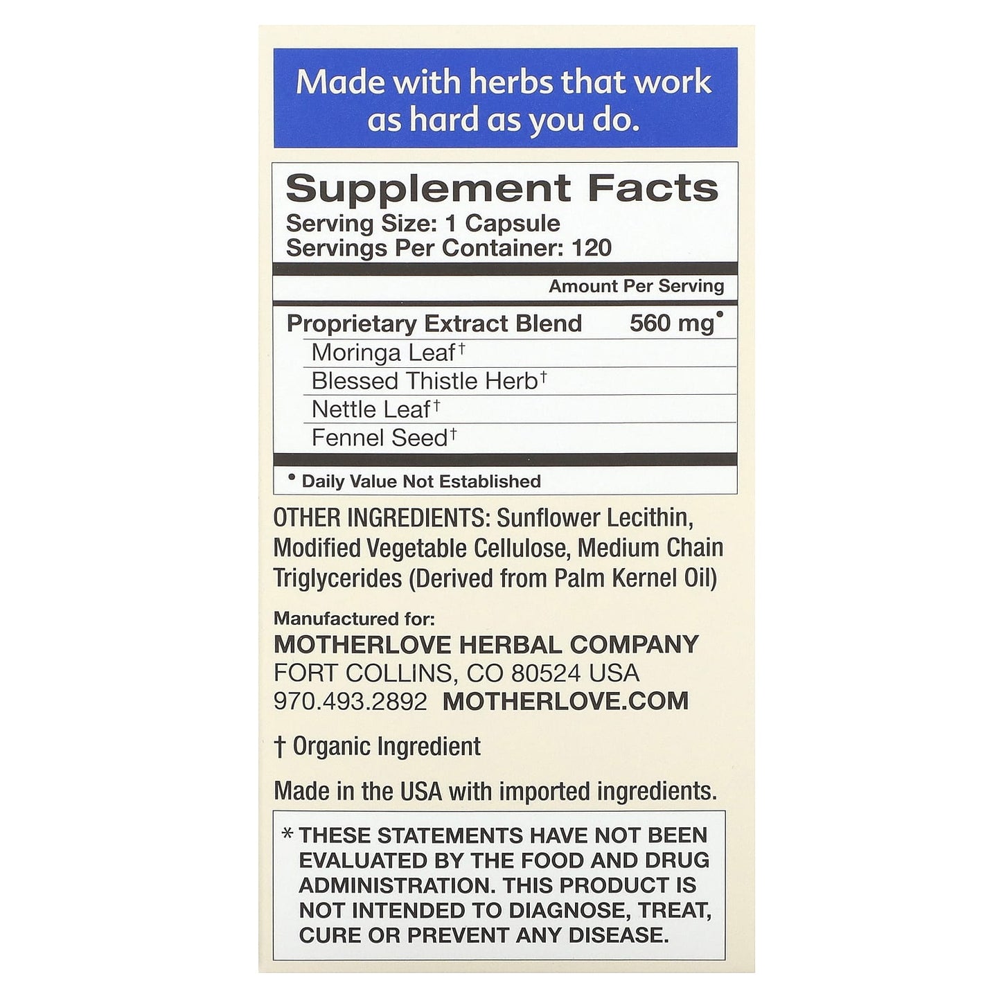 Motherlove, Breastfeeding, More Milk Moringa, 120 Liquid Capsules - Image 2