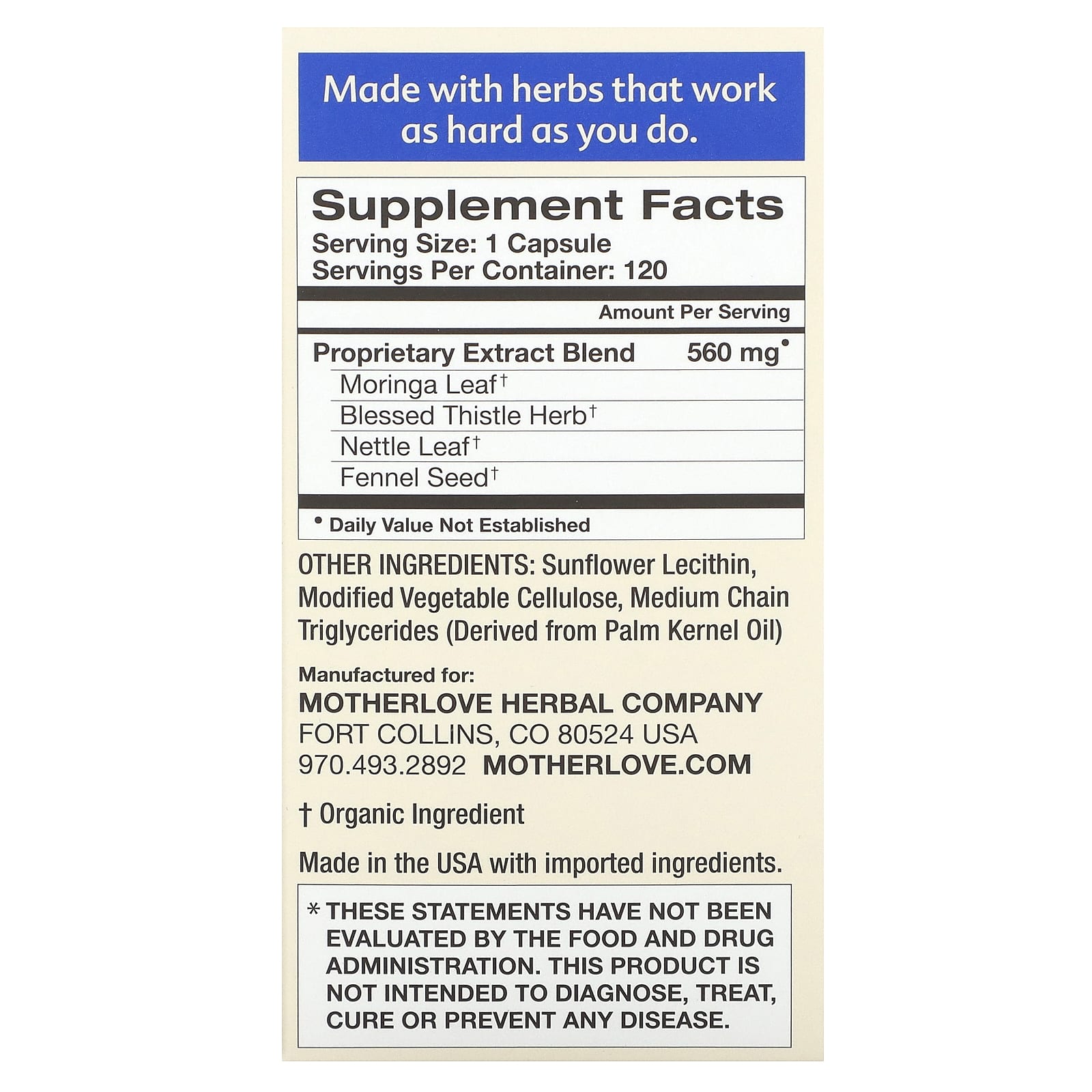 Motherlove, Breastfeeding, More Milk Moringa, 120 Liquid Capsules - Image 2
