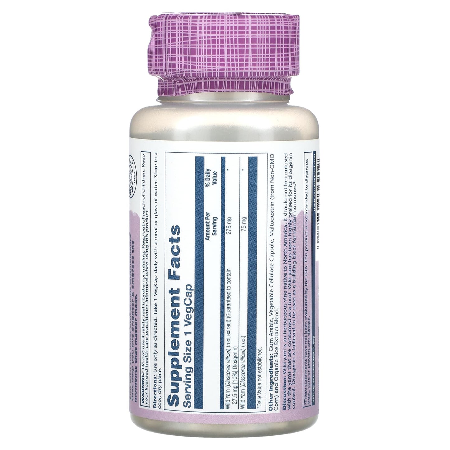 Solaray, Vital Extracts Wild Yam, 60 VegCaps - Image 2