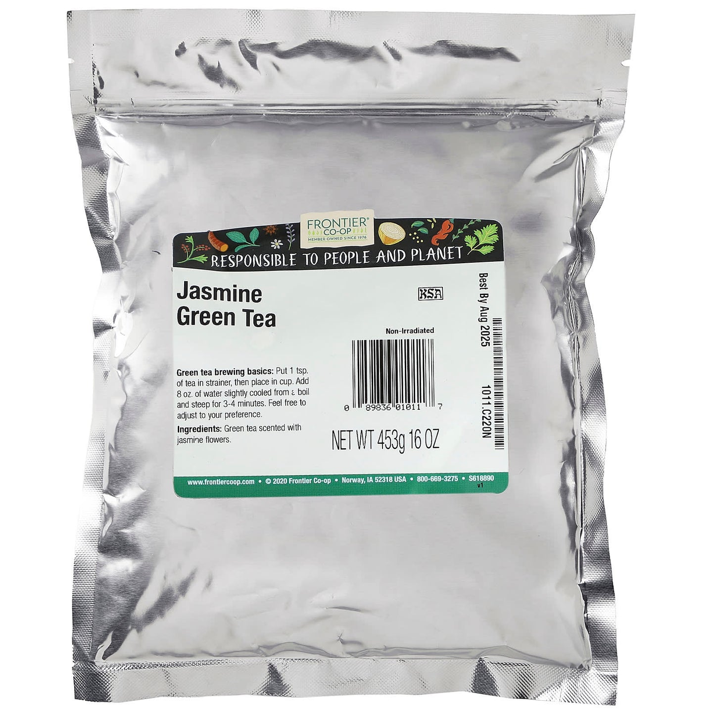 Frontier Co-op Jasmine Green Tea, 16 oz, Non-Irradiated & Kosher - Image 2
