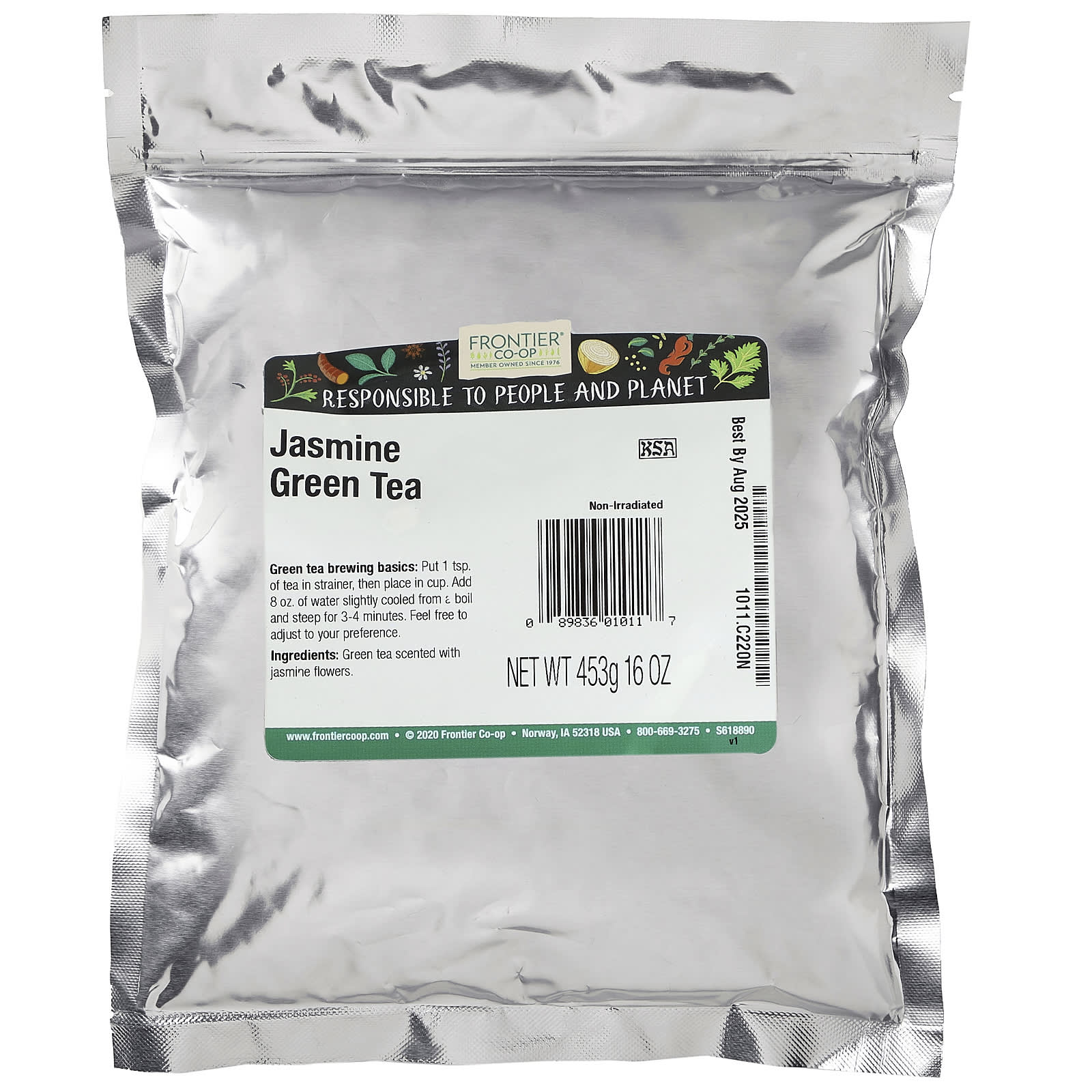 Frontier Co-op Jasmine Green Tea, 16 oz, Non-Irradiated & Kosher - Image 2