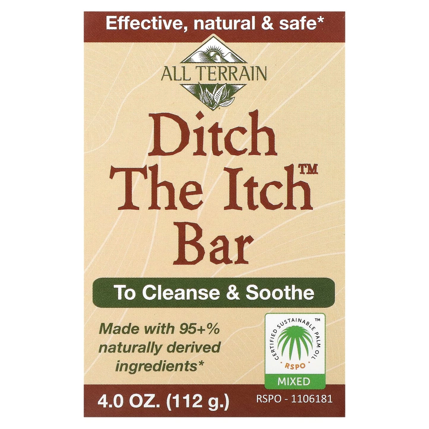 Natural Itch Relief Bar Soap for Sensitive Skin by All Terrain, 4oz - Image 1