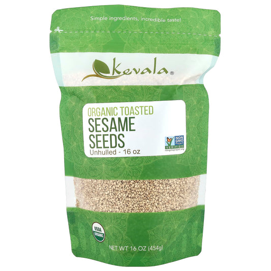 Kevala, Organic Toasted Sesame Seeds, Unhulled, 16 oz (454 g) - Image 1