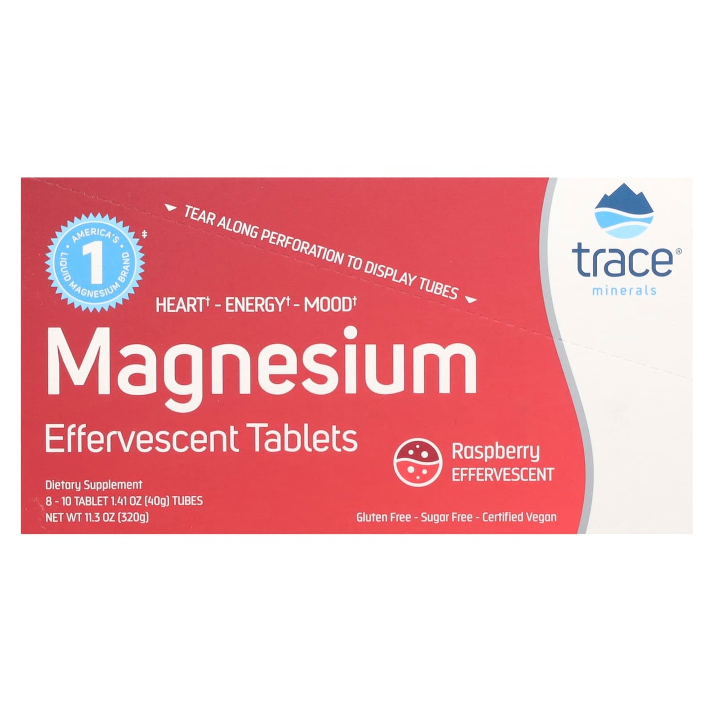 Trace, Magnesium Effervescent Tablets, Raspberry, 8 Tubes, 10 Tablets Each - Image 1
