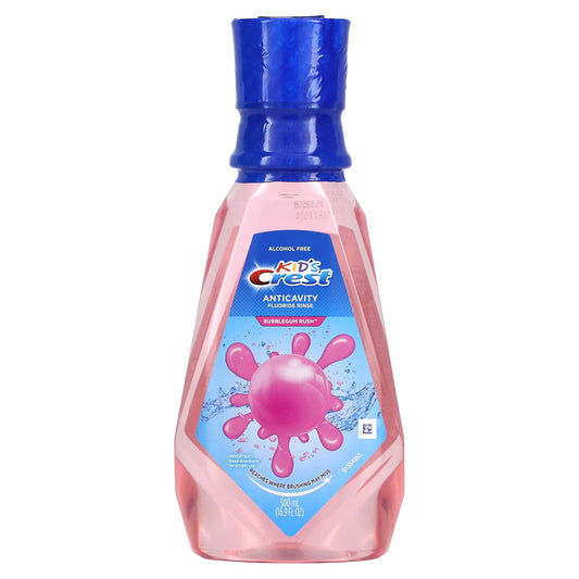 Crest Kid's Anticavity Fluoride Rinse, Bubblegum, Alcohol-Free, 16.9 oz - Image 1