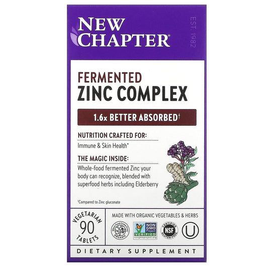 New Chapter, Fermented Zinc Complex, 90 Vegetarian Tablets - Image 1