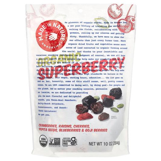 Made in Nature, Organic Superberry, Cranberries, Raisins, Cherries, Peptia Seeds, Blueberries & Goji Berries, 10 oz (284 g) - Image 1