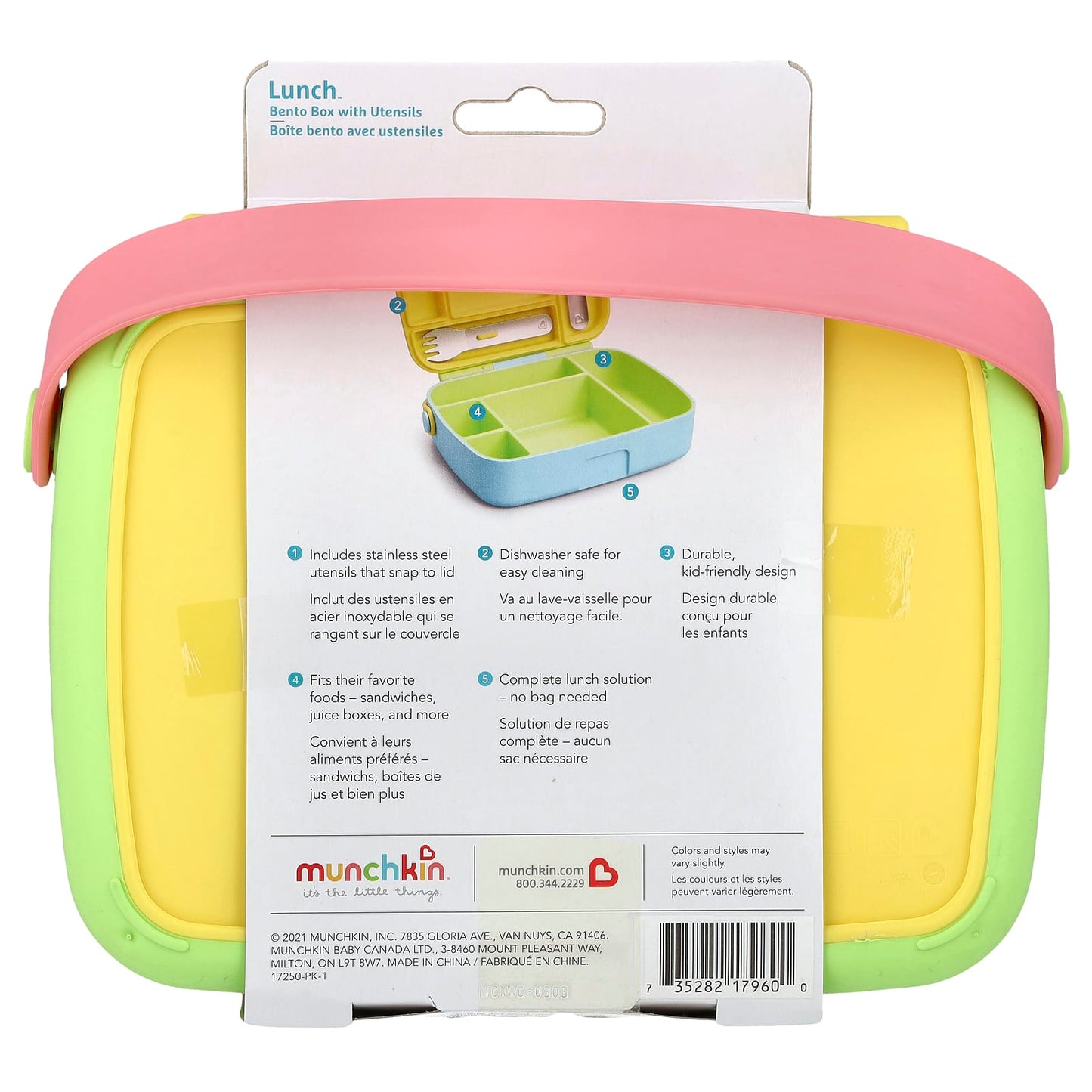 Munchkin, Lunch™, Bento Box With Utensils, 18 Months+, Yellow, 3 Piece Set - Image 2