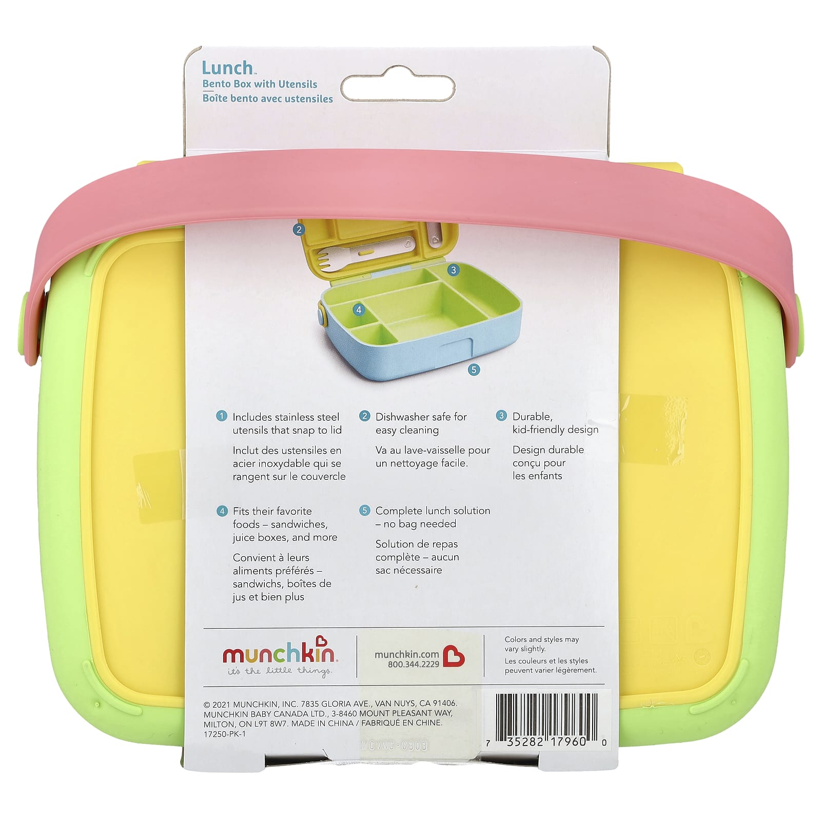 Munchkin, Lunch™, Bento Box With Utensils, 18 Months+, Yellow, 3 Piece Set - Image 2