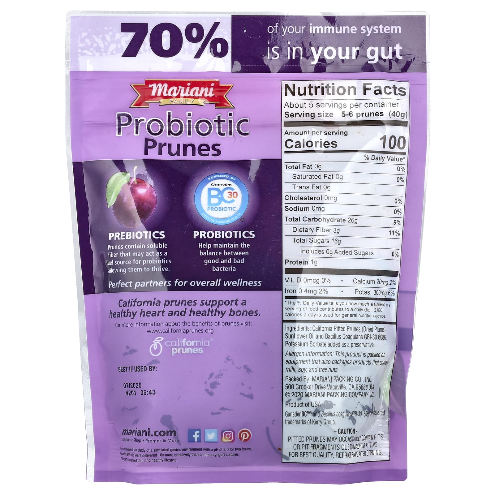 Mariani, Probiotic Prunes, 7 oz (198 g) - Image 2