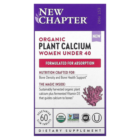 New Chapter, Organic Plant Calcium, Women Under 40, 60 Vegetarian Slim Tablets - Image 1