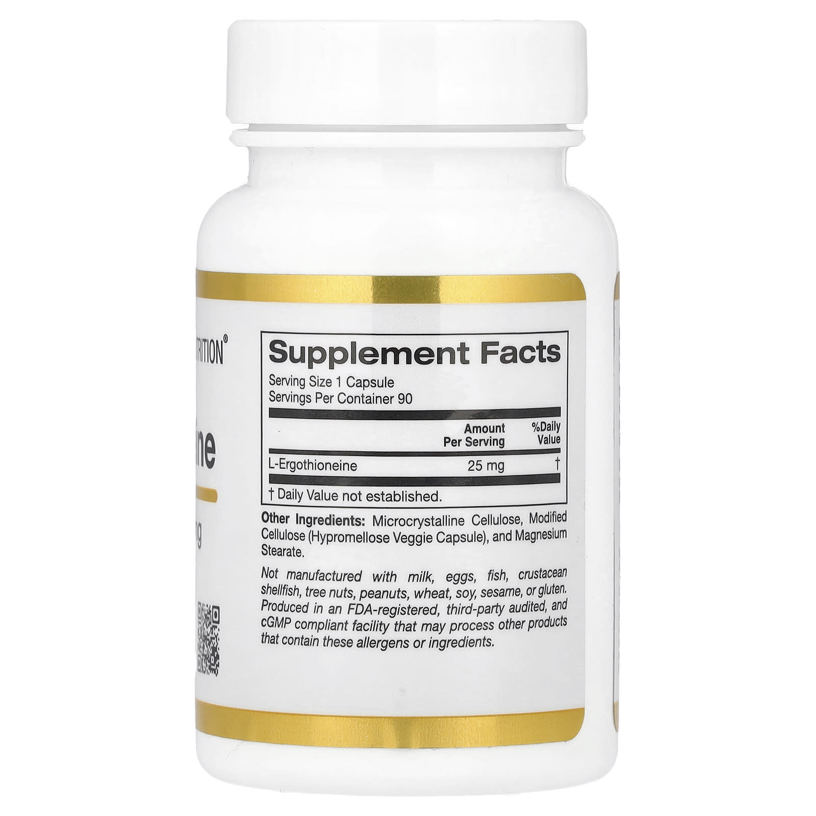 Ergothioneine 25mg Veggie Capsules by California Gold Nutrition - Image 2