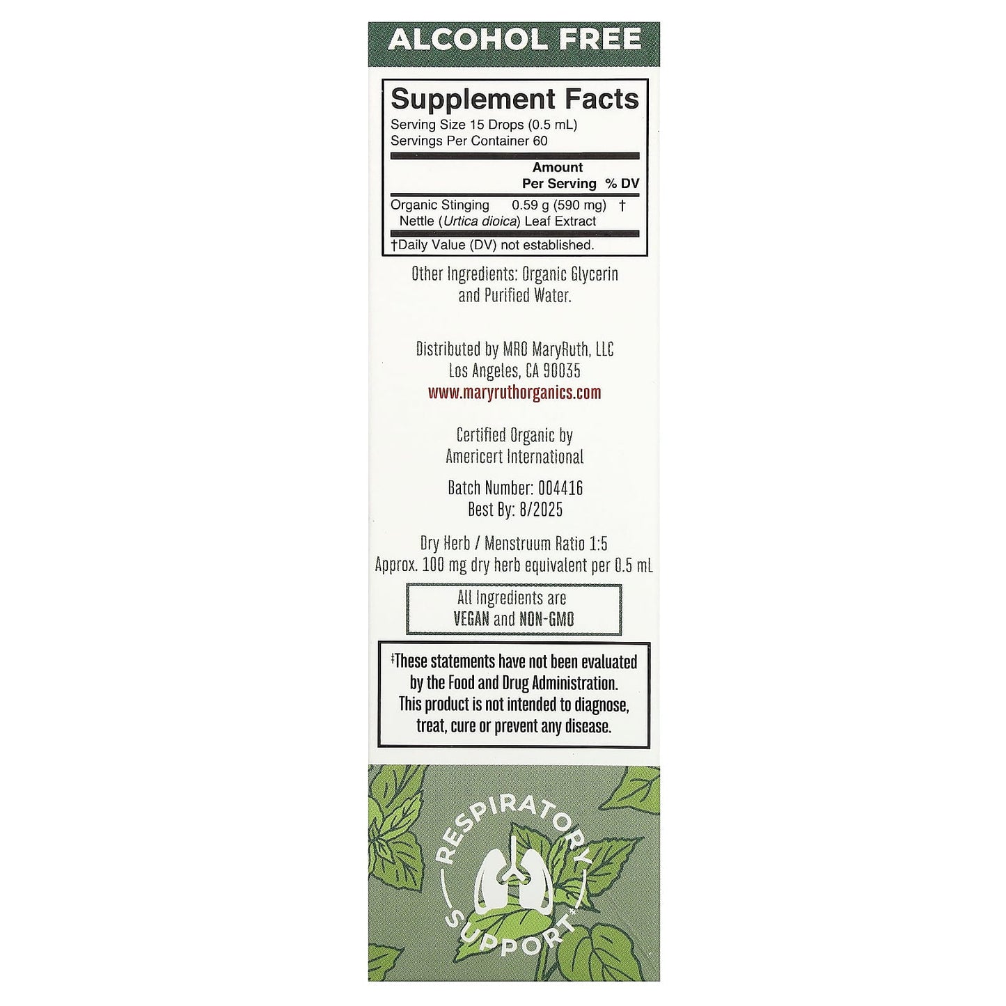 MaryRuth's, Organic Stinging Nettle Leaf Liquid Extract, Alcohol Free, 1 fl oz (30 ml) - Image 2