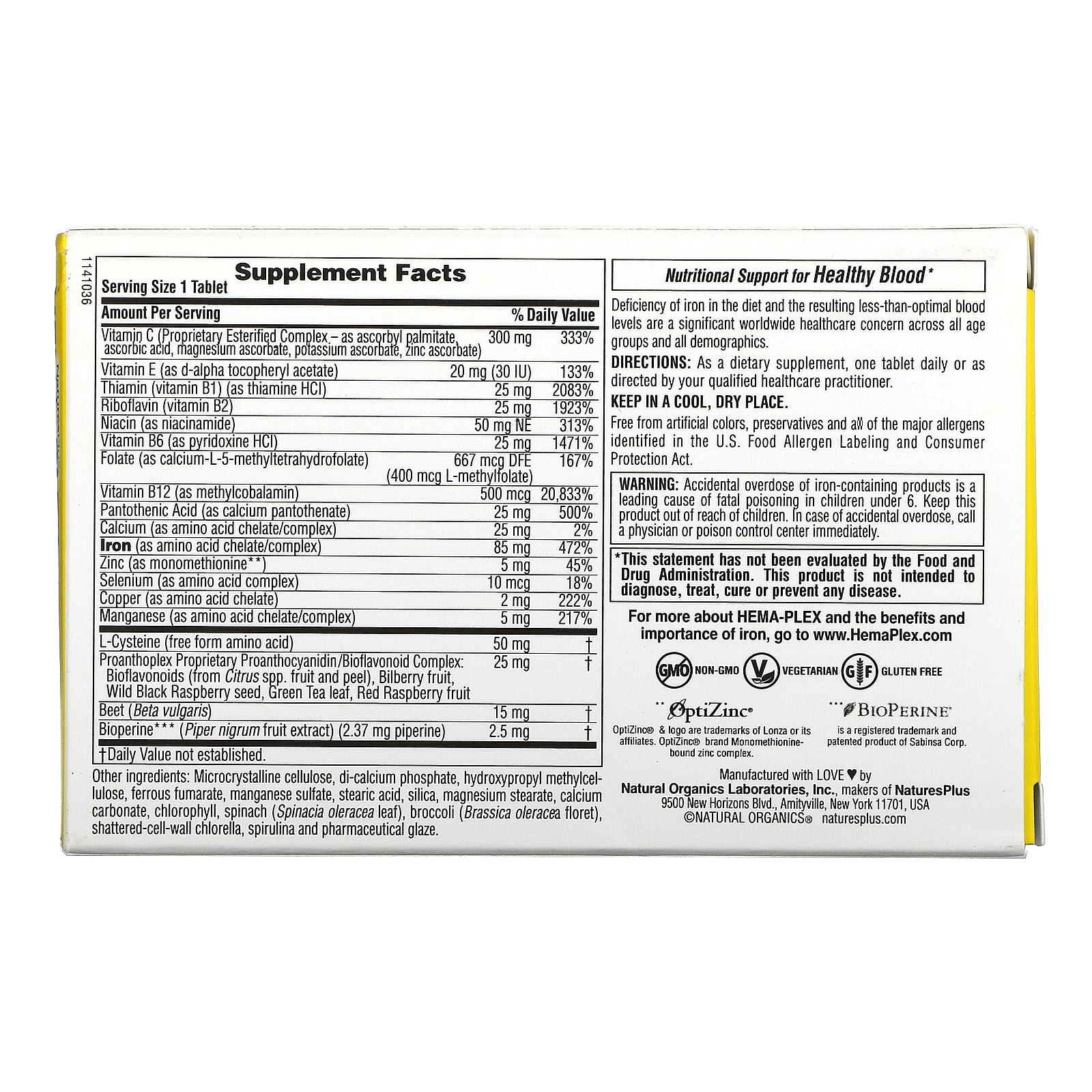 NaturesPlus, Hema-Plex, Iron with Essential Nutrients for Healthy Red Blood Cells , 10 Slow Release Tablets - Image 2