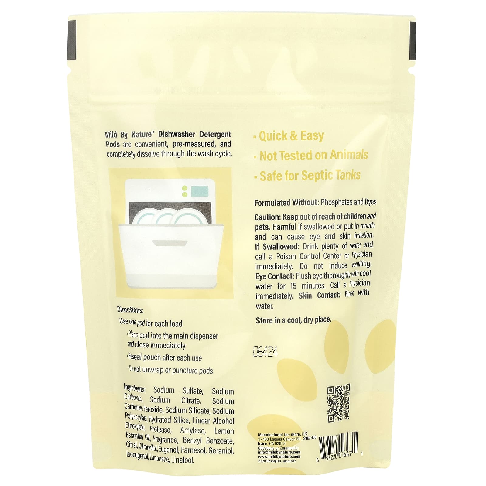 Eco-Friendly Dishwashing Detergent Pods - Lemon Scent, 10 Loads, 6.3 oz - Image 2