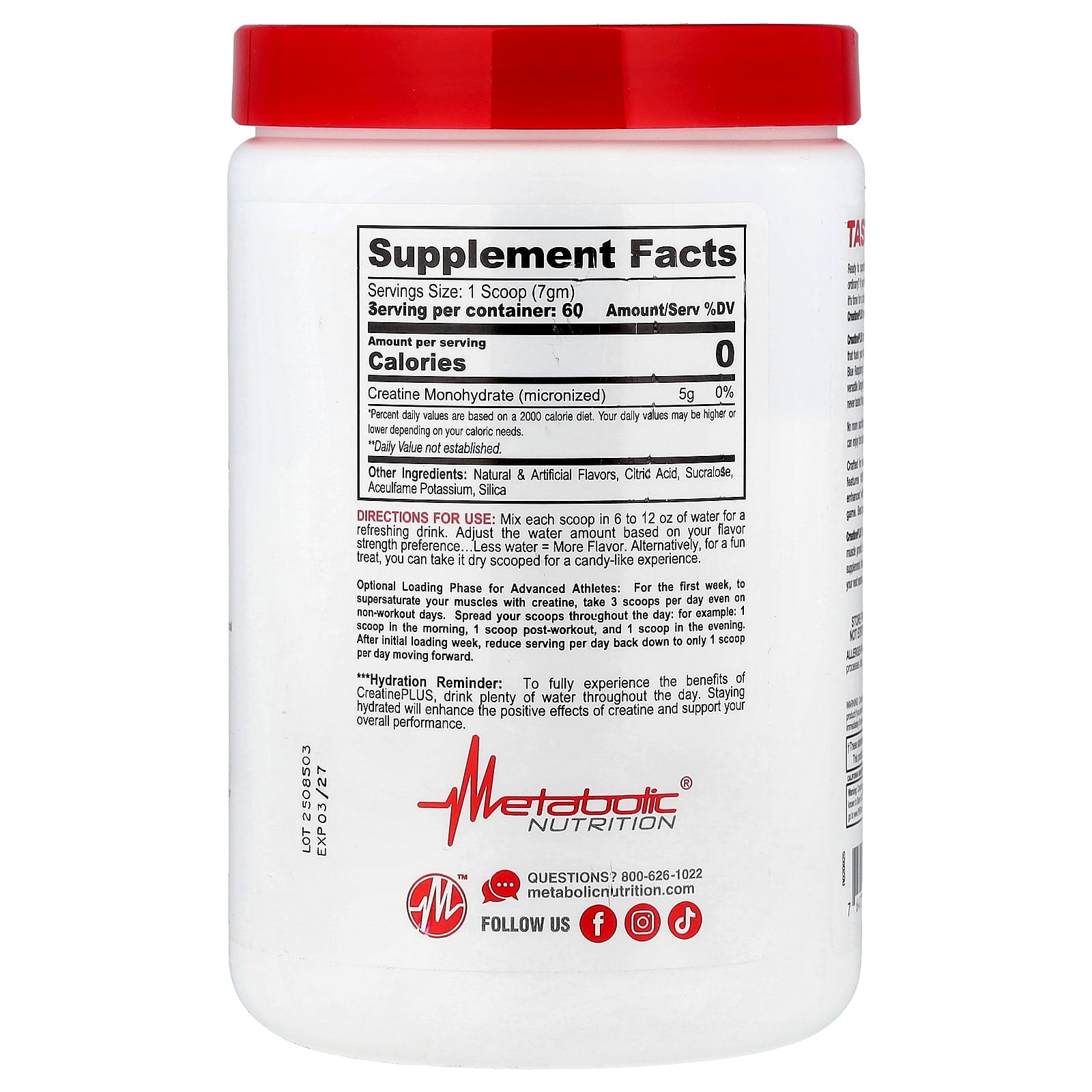 Metabolic Nutrition, Micronized Creatine Plus™, Fruit Punch, 420 g - Image 2