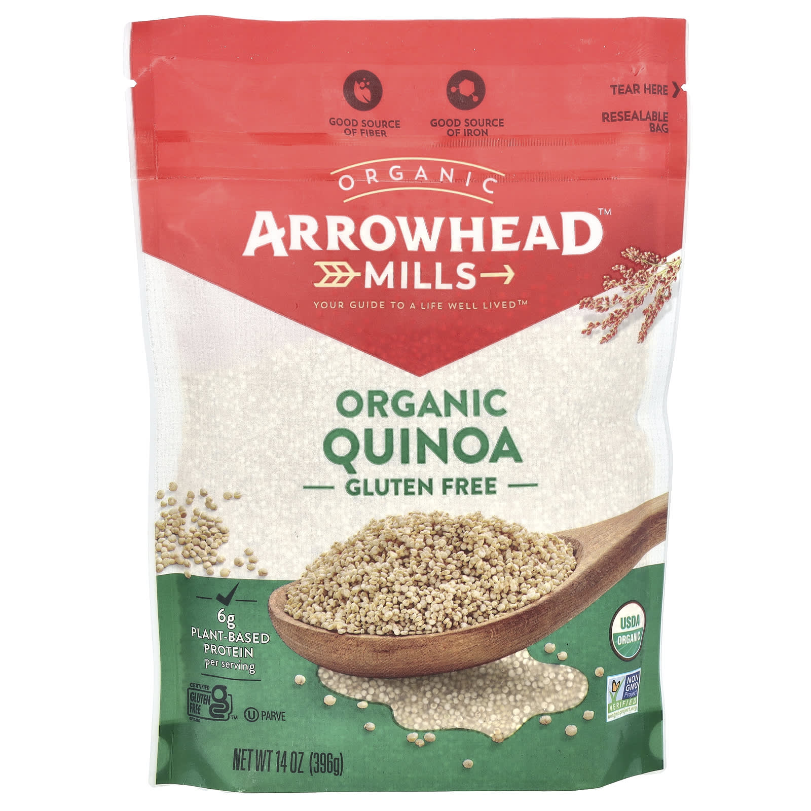 Organic Quinoa by Arrowhead Mills - 14 oz (396 g) - USDA Certified - Image 1