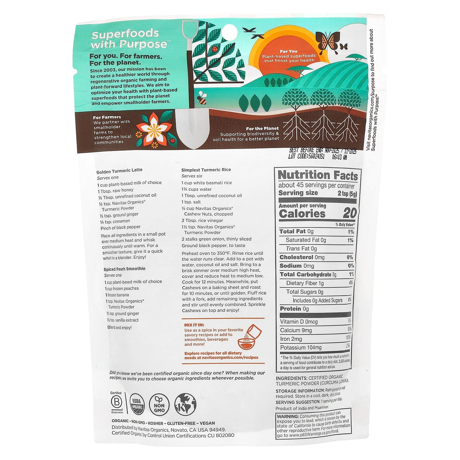 Navitas Organics, Organic Turmeric Powder, 8 oz (227 g) - Image 2