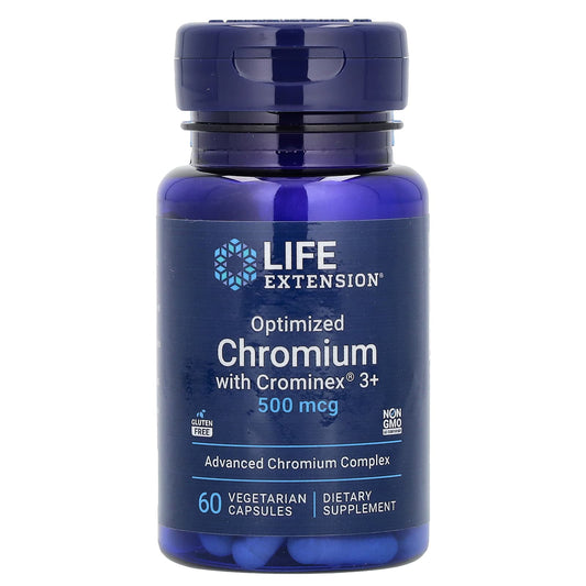 Life Extension, Optimized Chromium with Crominex 3+, 500 mcg, 60 Vegetarian Capsules - Image 1