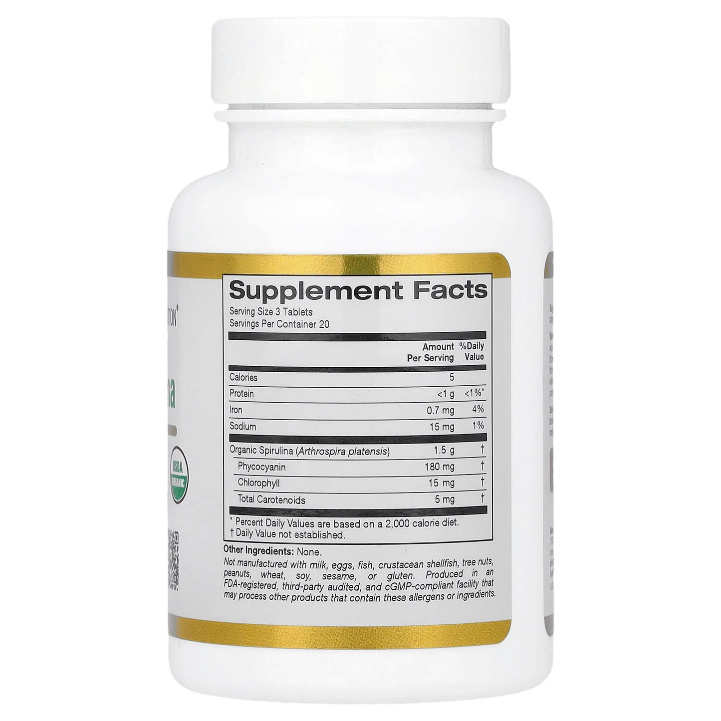 Organic Spirulina with Phycocyanin & Chlorophyll 500mg Tablets by California Gold Nutrition - Image 2