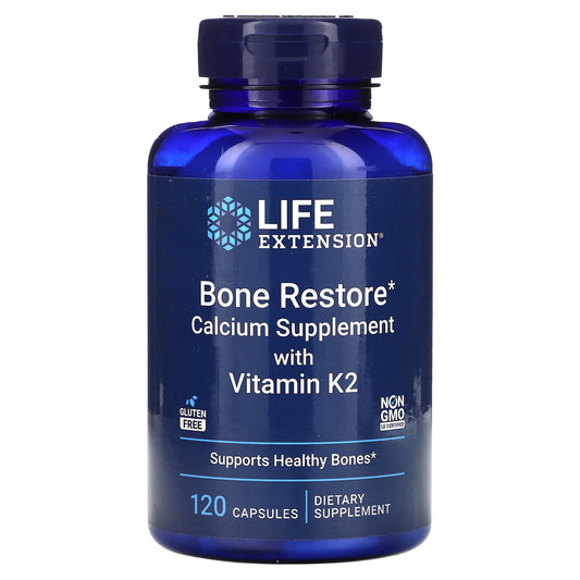 Life Extension, Bone Restore, Calcium Supplement with Vitamin K2, 120 Capsules