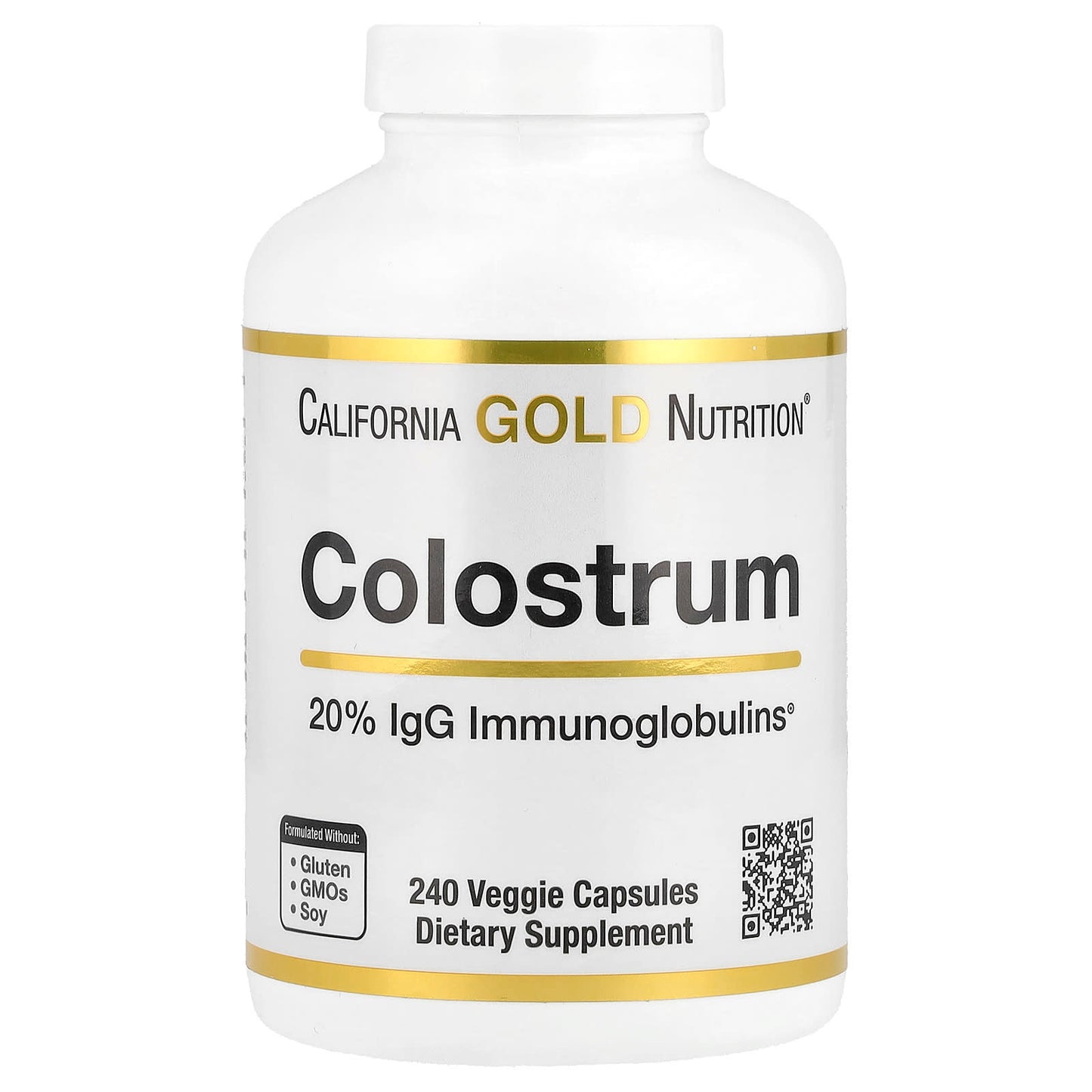 California Gold Nutrition Colostrum with 20% IgG, 240 Veggie Capsules - Image 1
