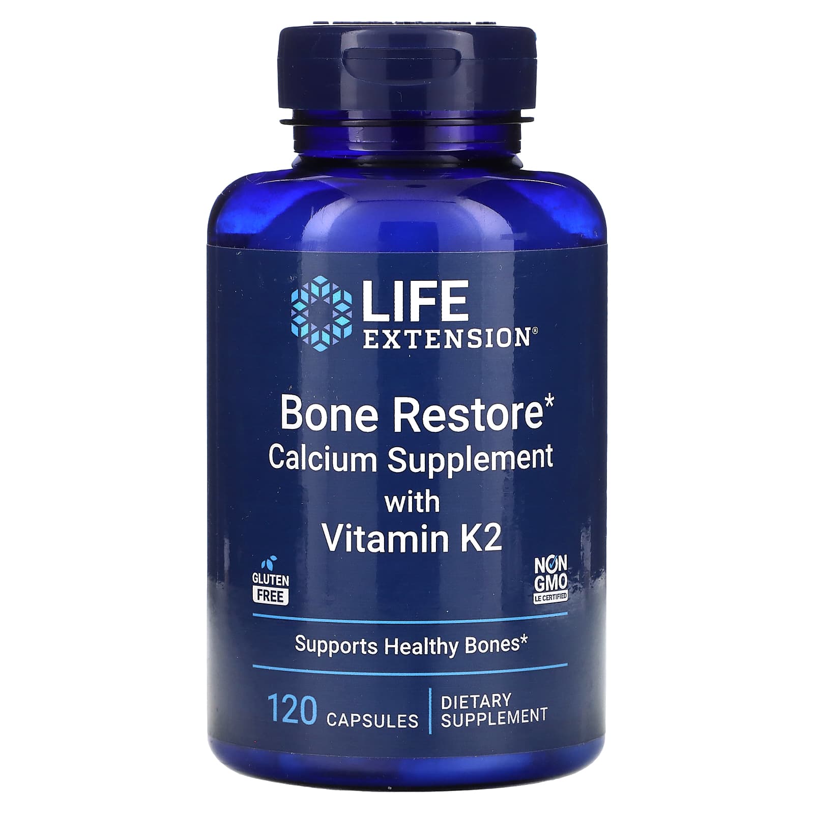 Life Extension, Bone Restore, Calcium Supplement with Vitamin K2, 120 Capsules - Image 1