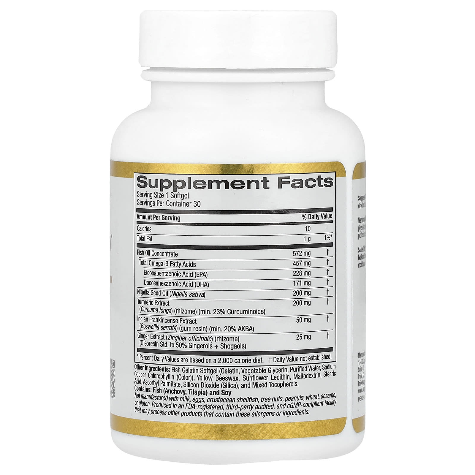 Turmeric Curcumin Support for Joint Mobility - 30 Fish Gelatin Softgels - Image 2