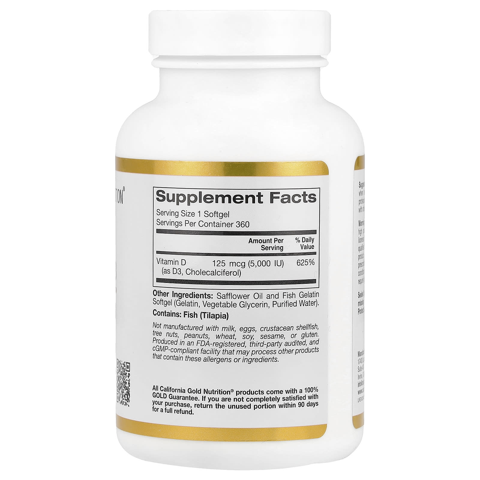 California Gold Nutrition Vitamin D3 5,000 IU, Supports Healthy Bones & Immune System - Image 2