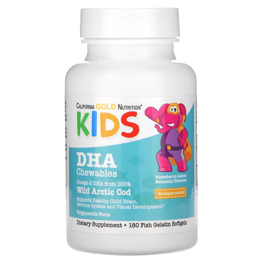 California Gold Kids DHA Chewables  - Wild Arctic Cod, Strawberry-Lemon, 180 Softgels - Image 1
