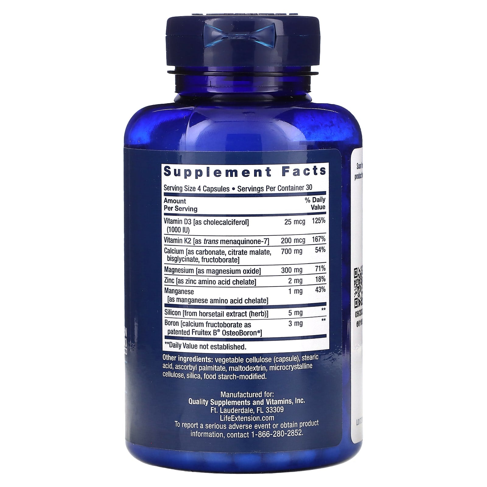 Life Extension, Bone Restore, Calcium Supplement with Vitamin K2, 120 Capsules - Image 2