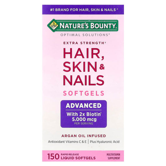 Nature's Bounty, Optimal Solutions®, Hair, Skin & Nails, Extra Strength , 150 Rapid Release Liquid Softgels - Image 1
