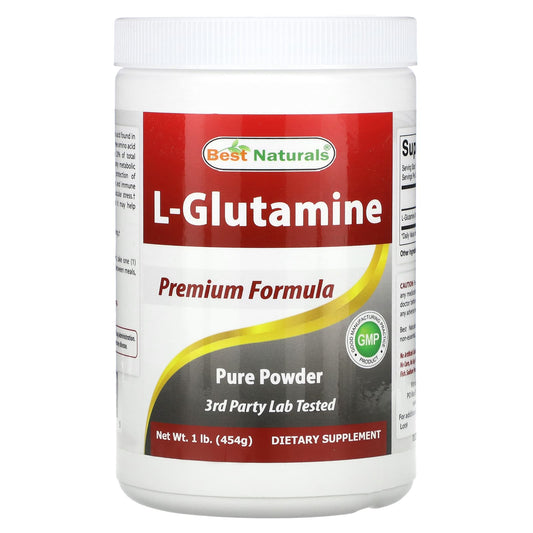 Best Naturals L-Glutamine Supplement, 1 lb (454 g) - Pure, Free-Form Amino Acid - Image 1