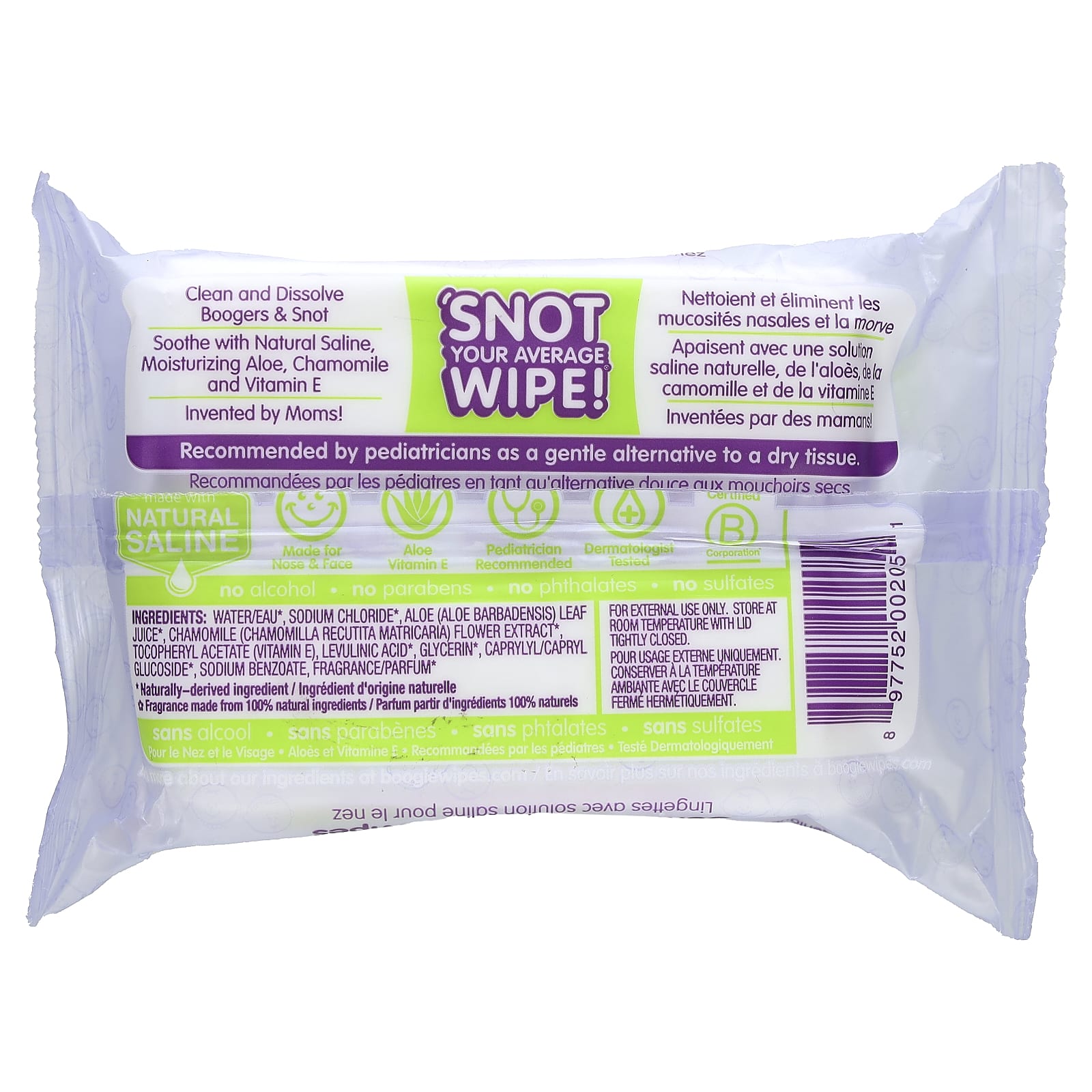 Lavender Gentle Saline Nose Wipes for Kids, 30 Count - Image 2