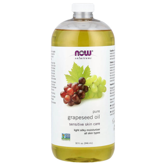 NOW Foods, Solutions, Pure Grapeseed Oil, All Skin Types, 32 fl oz (946 ml) - Image 1