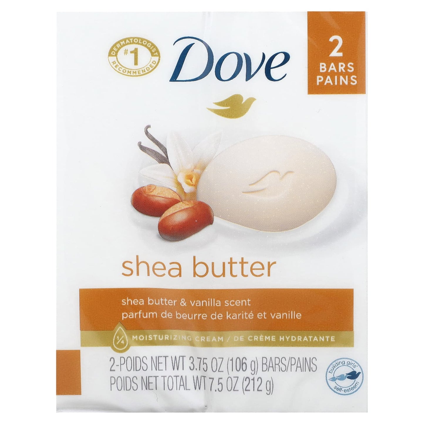 Dove Shea Butter & Vanilla Beauty Bar Soap, 2 Bars, 3.75 oz Each - Image 2