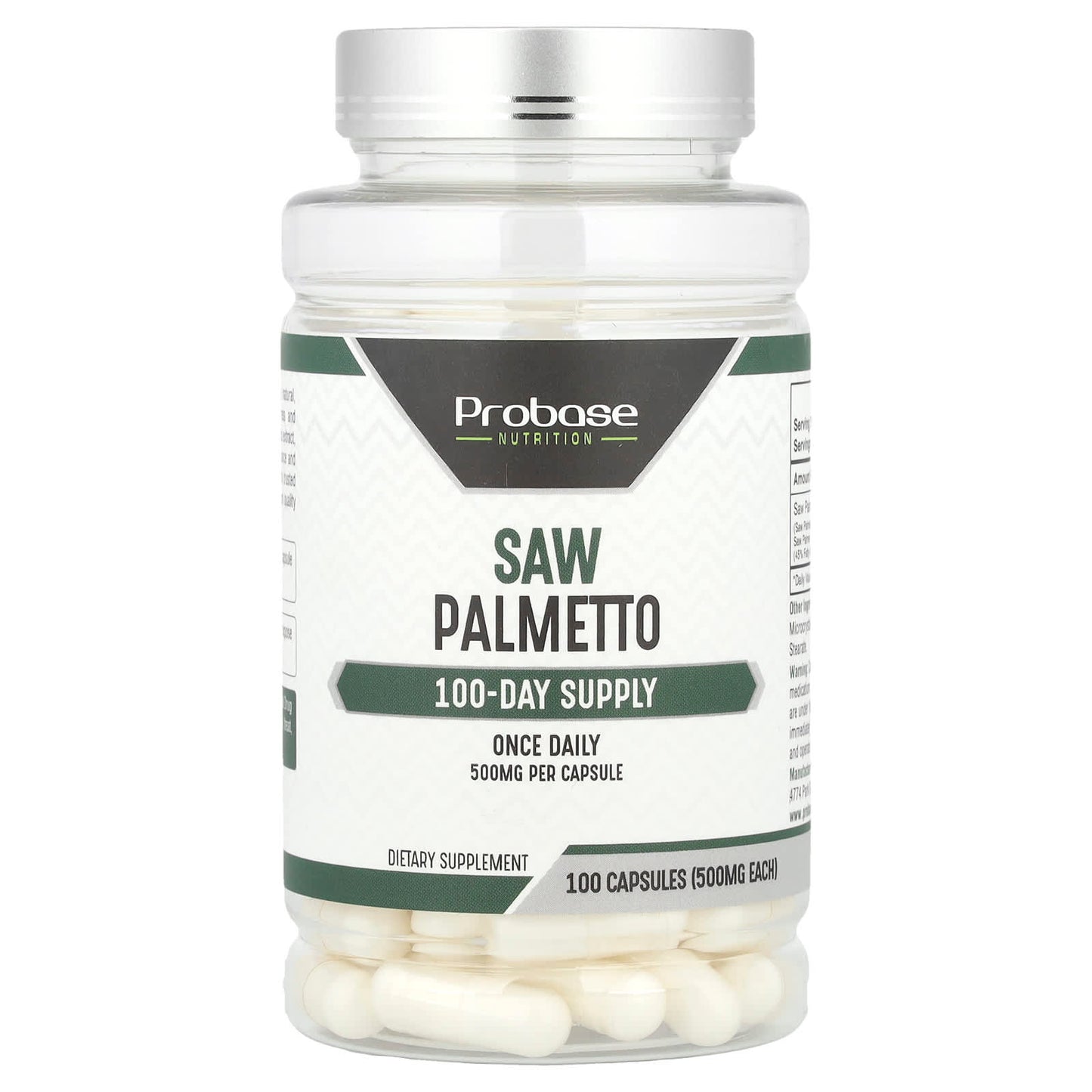 Probase Nutrition, Saw Palmetto, 500 mg, 100 Capsules - Image 1
