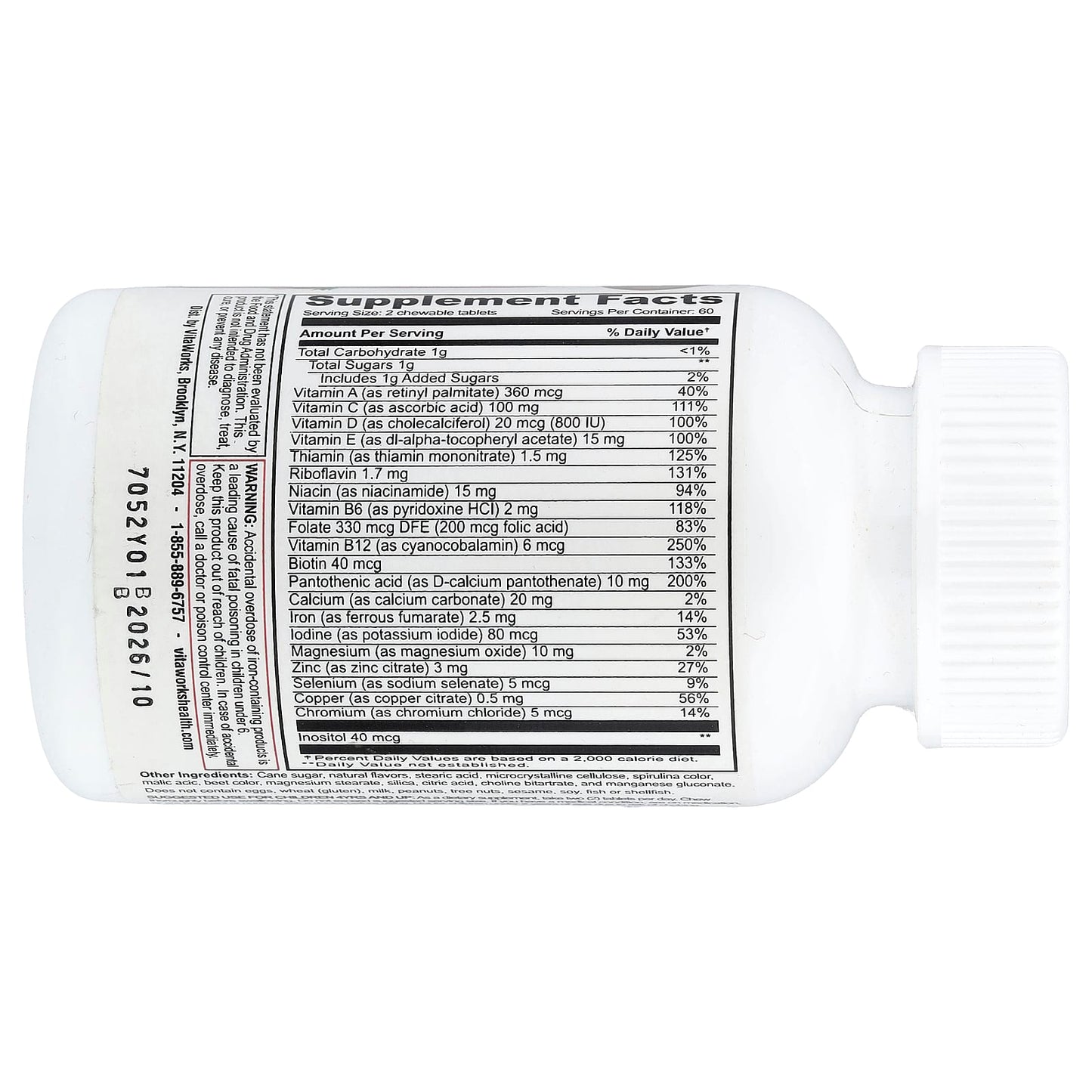 VitaWorks, Kids, Multivitamin With Iron, Mixed Fruit, 120 Chewables - Image 2