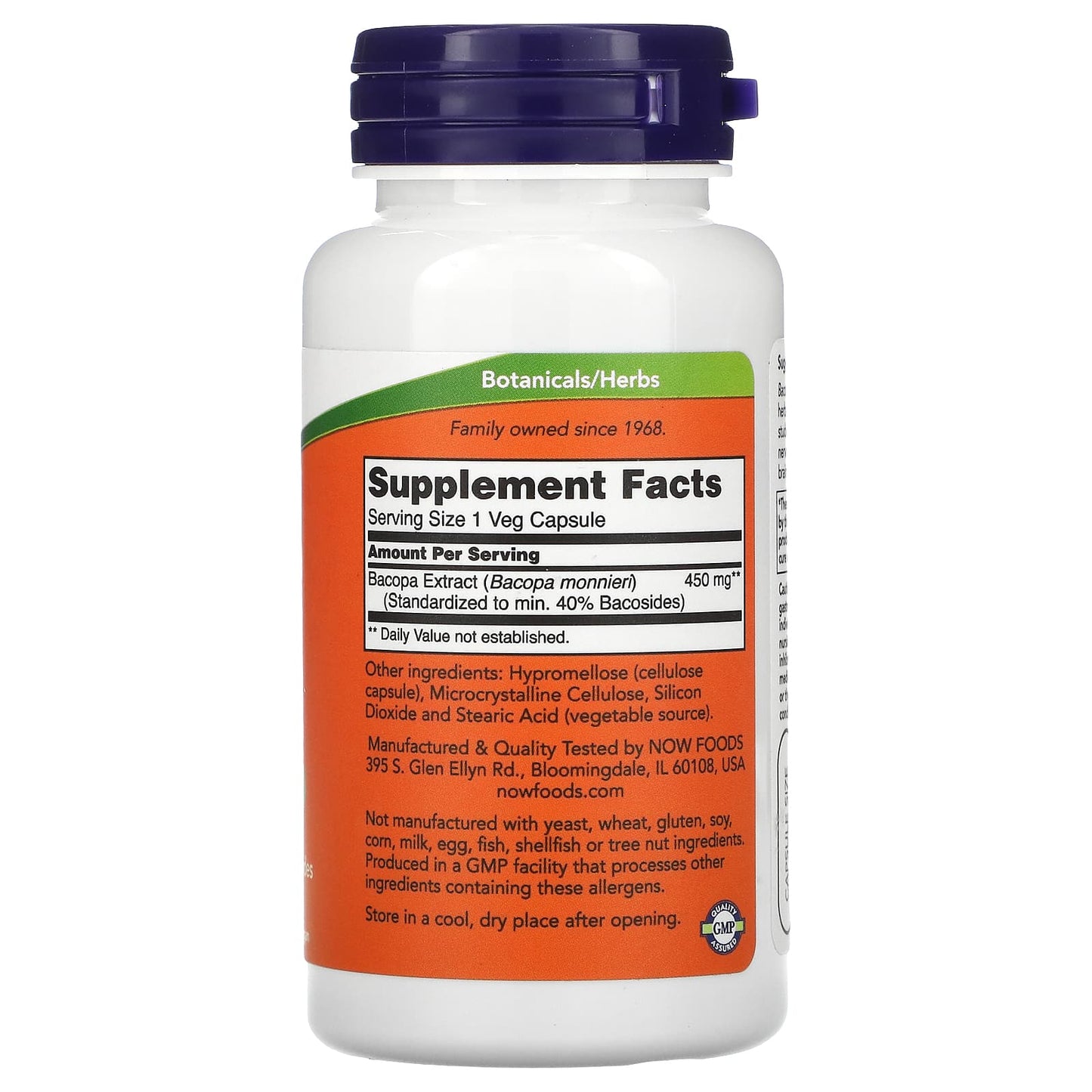 NOW Foods, Bacopa Extract, 450 mg, 90 Veg Capsules - Image 2