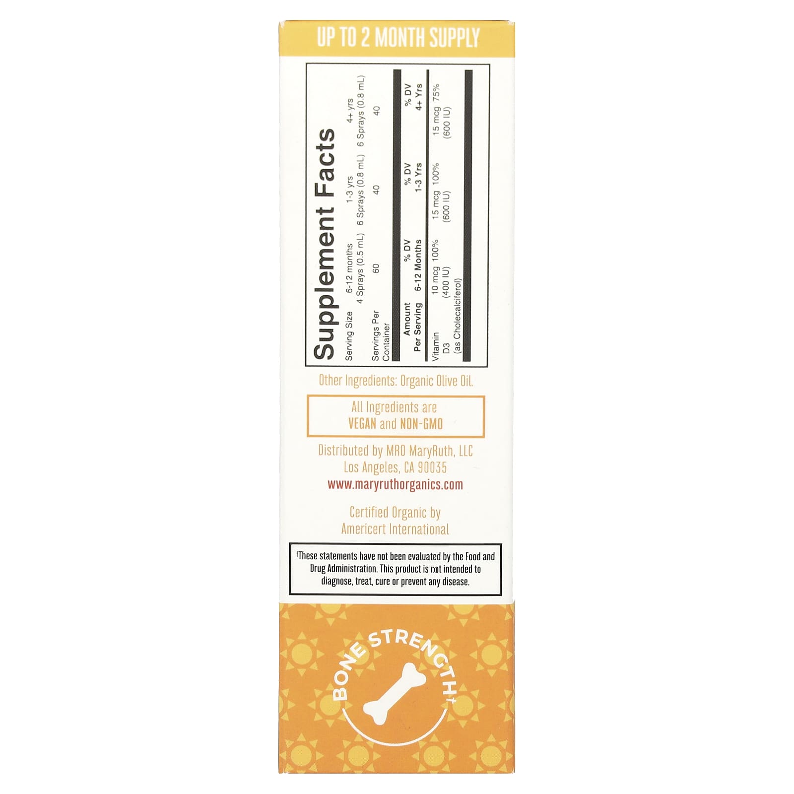 MaryRuth's, Vegan Vitamin D3 Liquid Spray, Unflavored, 1 fl oz (30 ml) - Image 2