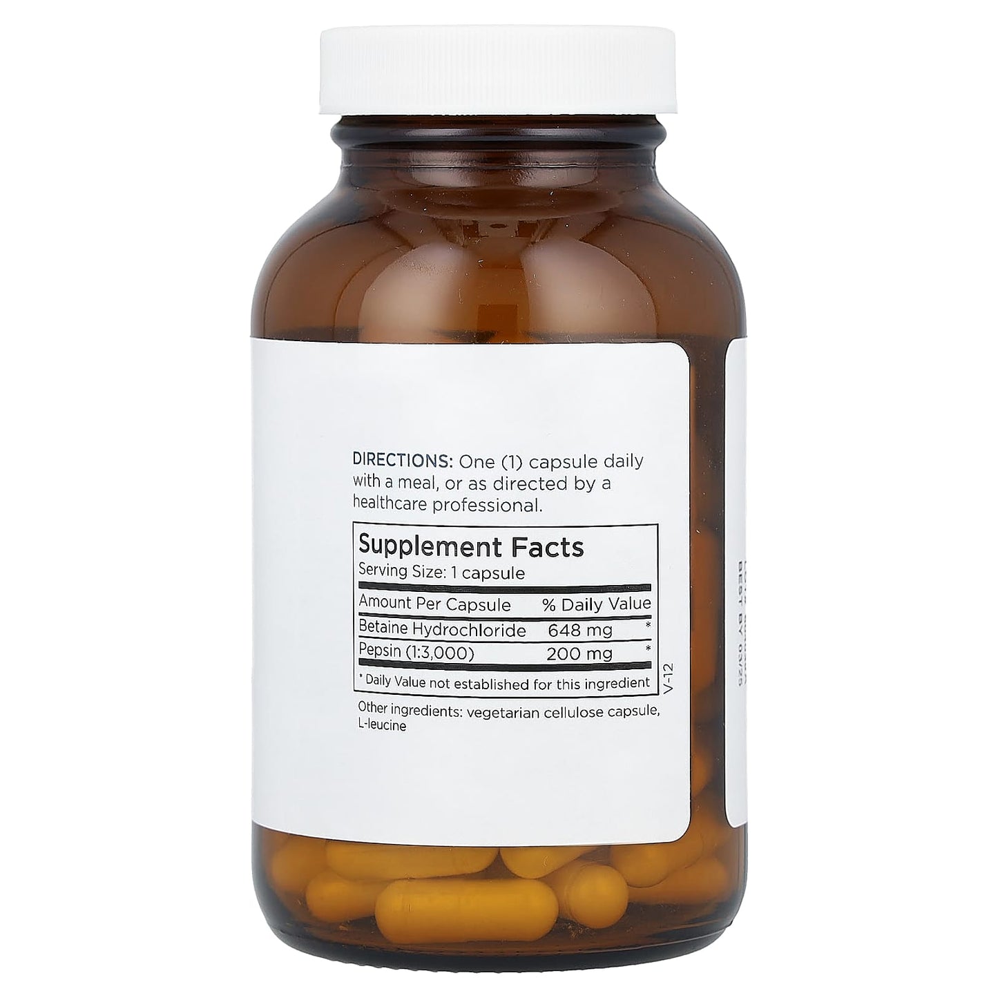 Metabolic Maintenance, Betaine Hydrochloride with Pepsin, 100 Capsules - Image 2