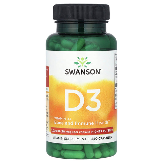 Swanson, Vitamin D3, Higher Potency, 50 mcg (2,000 IU), 250 Capsules